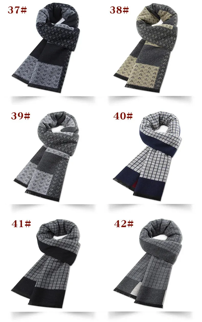 Luxury Wool Scarf for Men | Winter Warm Cashmere Silk Plaid Pashmina Shawl | EnigmaParis