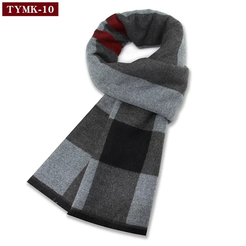 Luxury Wool Scarf for Men | Winter Warm Cashmere Silk Plaid Pashmina Shawl | EnigmaParis
