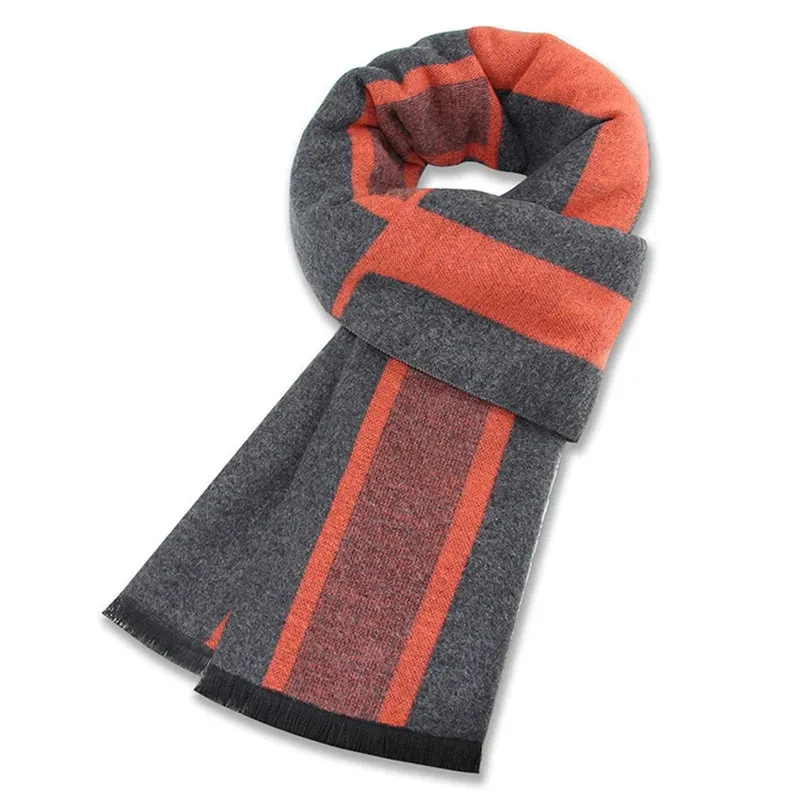 Luxury Wool Scarf for Men | Winter Warm Cashmere Silk Plaid Pashmina Shawl | EnigmaParis