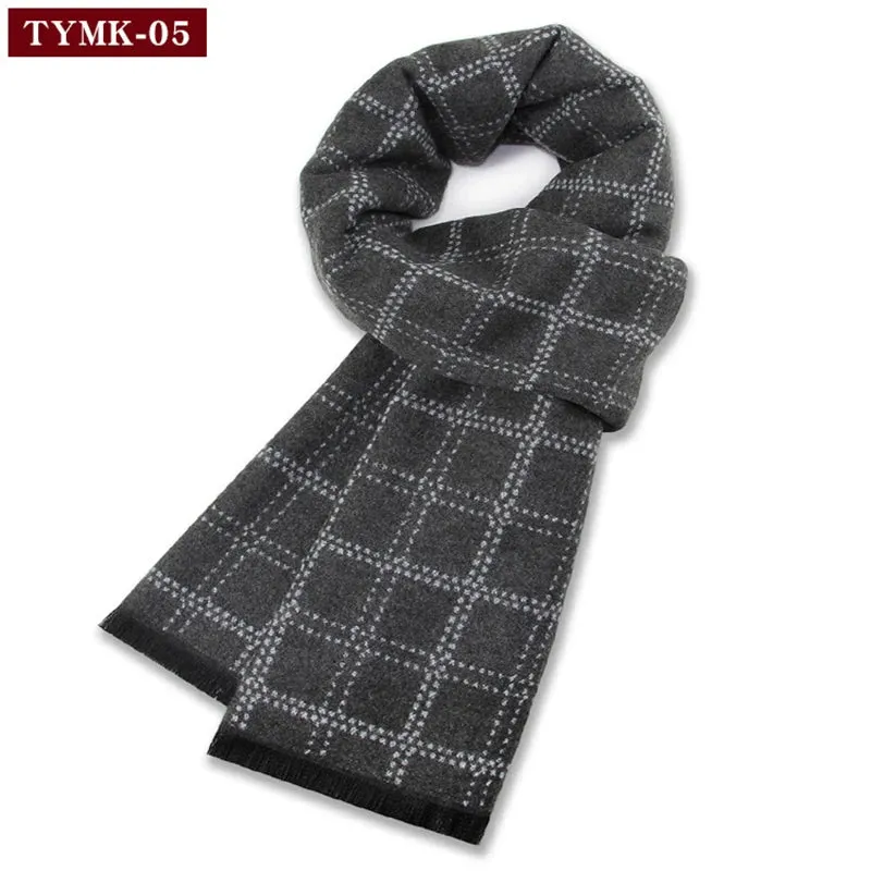 Luxury Wool Scarf for Men | Winter Warm Cashmere Silk Plaid Pashmina Shawl | EnigmaParis
