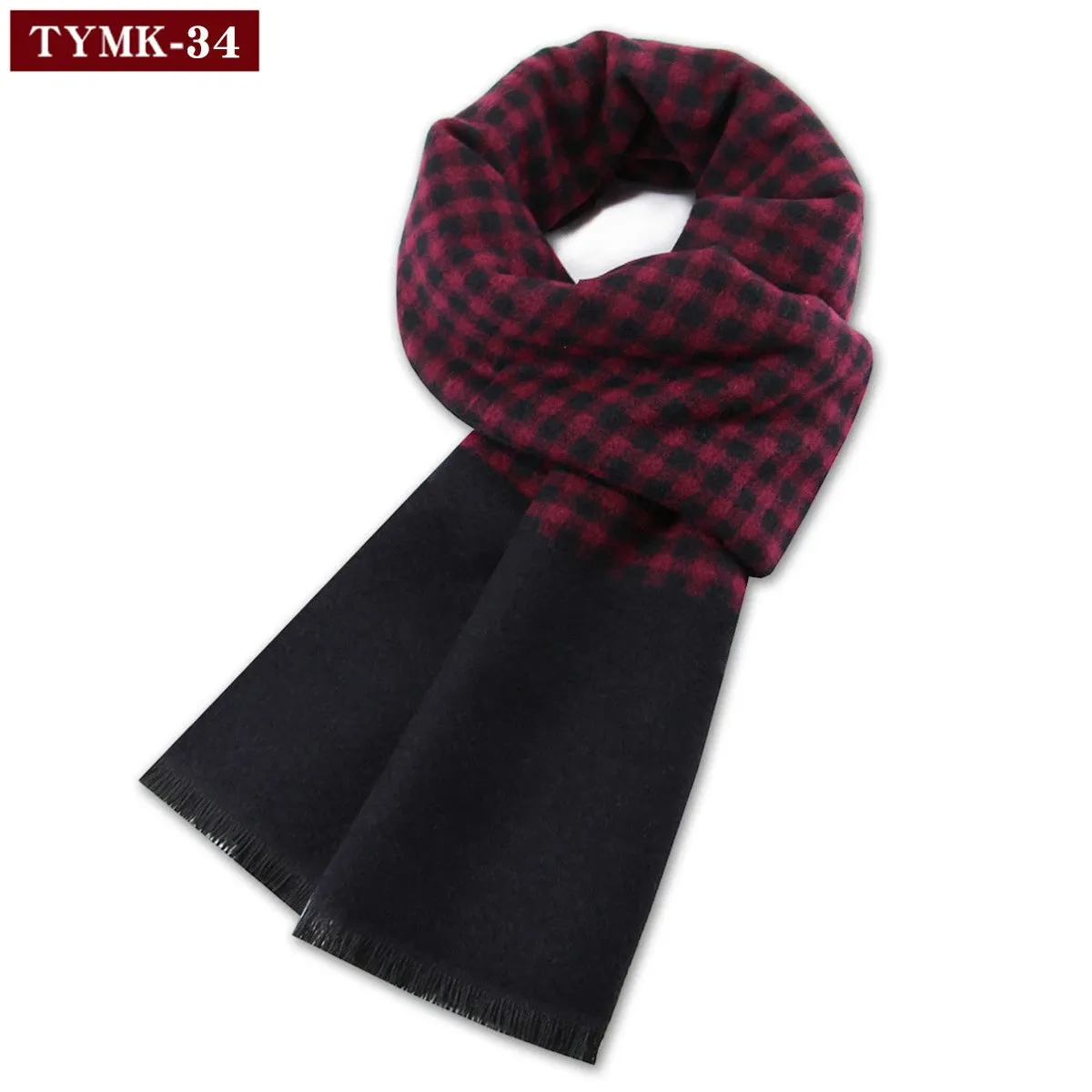 Luxury Wool Scarf for Men | Winter Warm Cashmere Silk Plaid Pashmina Shawl | EnigmaParis