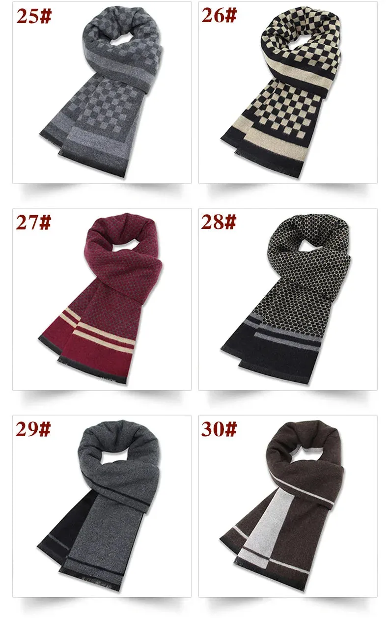 Luxury Wool Scarf for Men | Winter Warm Cashmere Silk Plaid Pashmina Shawl | EnigmaParis