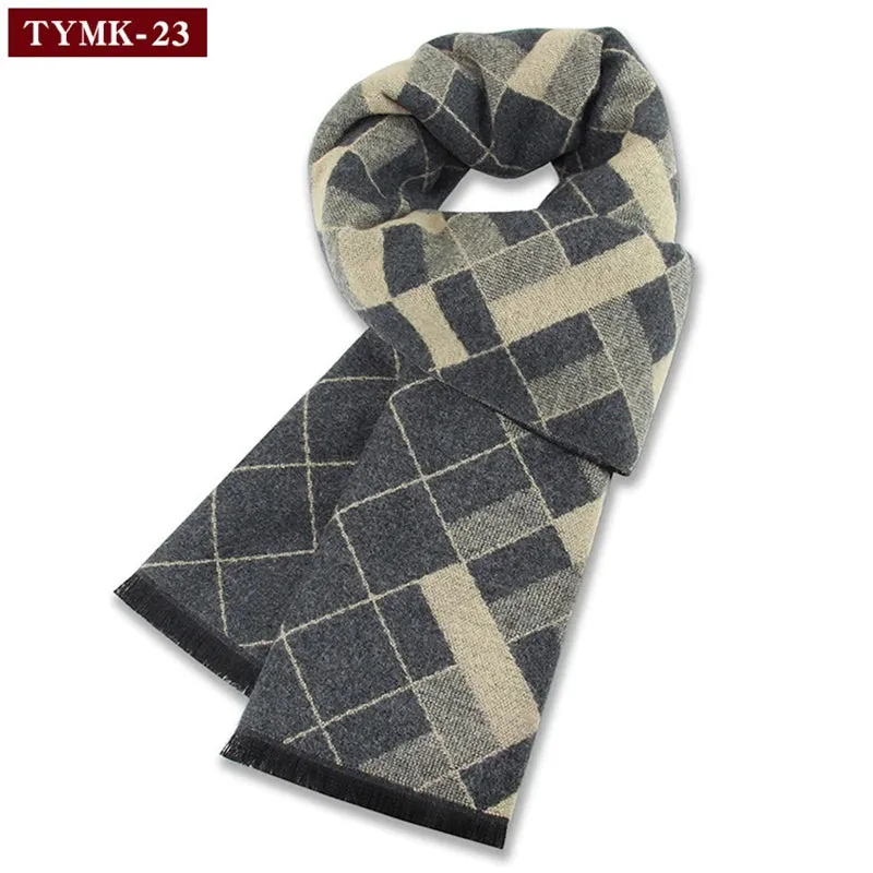 Luxury Wool Scarf for Men | Winter Warm Cashmere Silk Plaid Pashmina Shawl | EnigmaParis