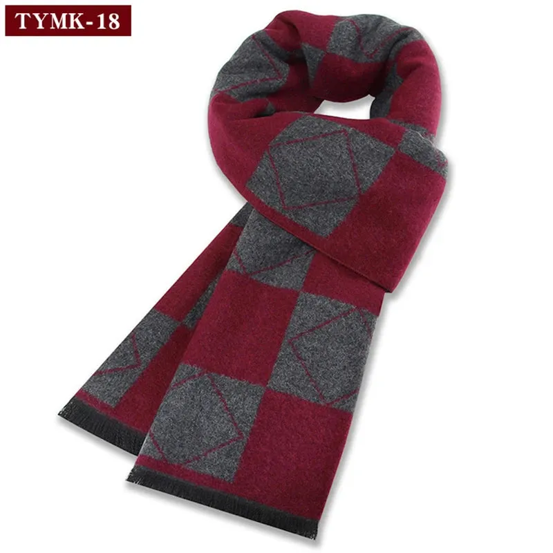 Luxury Wool Scarf for Men | Winter Warm Cashmere Silk Plaid Pashmina Shawl | EnigmaParis