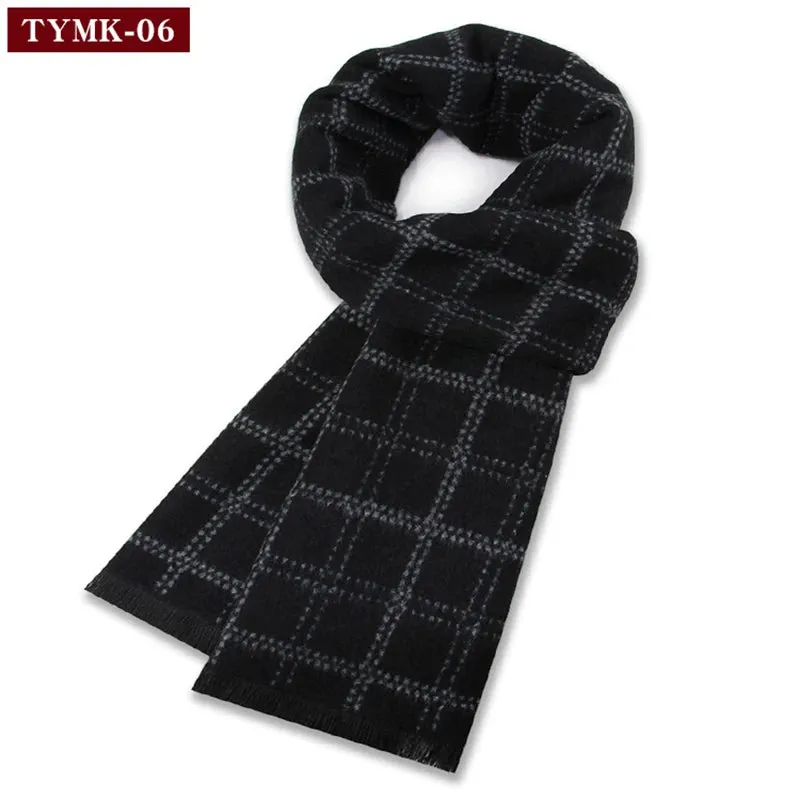 Luxury Wool Scarf for Men | Winter Warm Cashmere Silk Plaid Pashmina Shawl | EnigmaParis