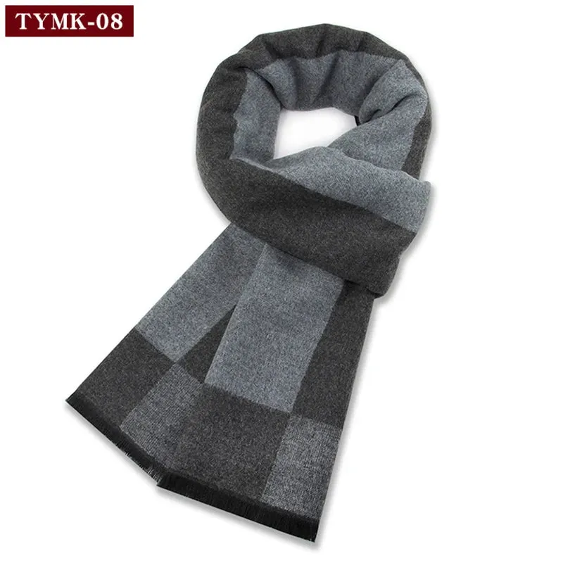 Luxury Wool Scarf for Men | Winter Warm Cashmere Silk Plaid Pashmina Shawl | EnigmaParis