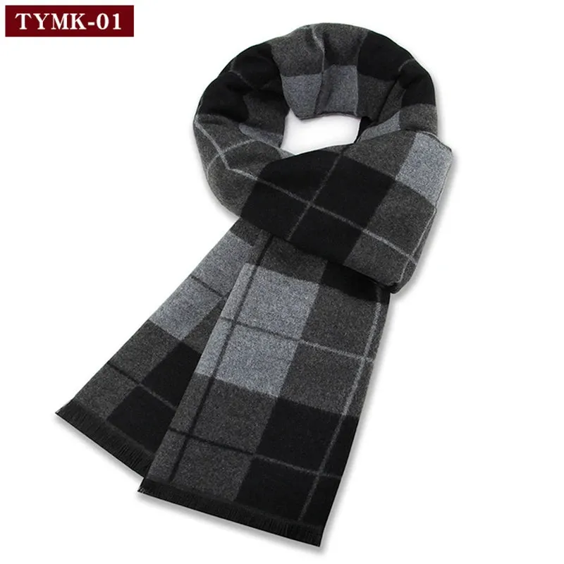 Luxury Wool Scarf for Men | Winter Warm Cashmere Silk Plaid Pashmina Shawl | EnigmaParis