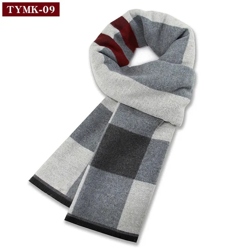 Luxury Wool Scarf for Men | Winter Warm Cashmere Silk Plaid Pashmina Shawl | EnigmaParis