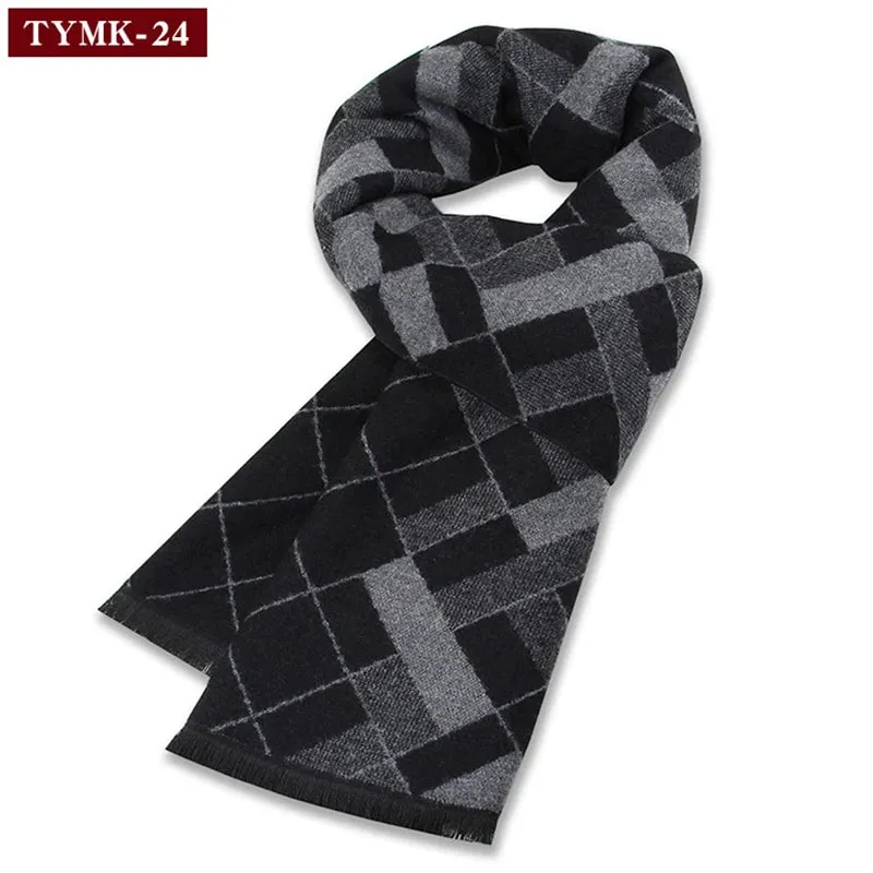Luxury Wool Scarf for Men | Winter Warm Cashmere Silk Plaid Pashmina Shawl | EnigmaParis