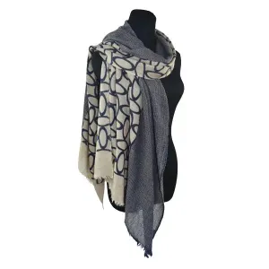 Marissa Navy and Beige Scarf