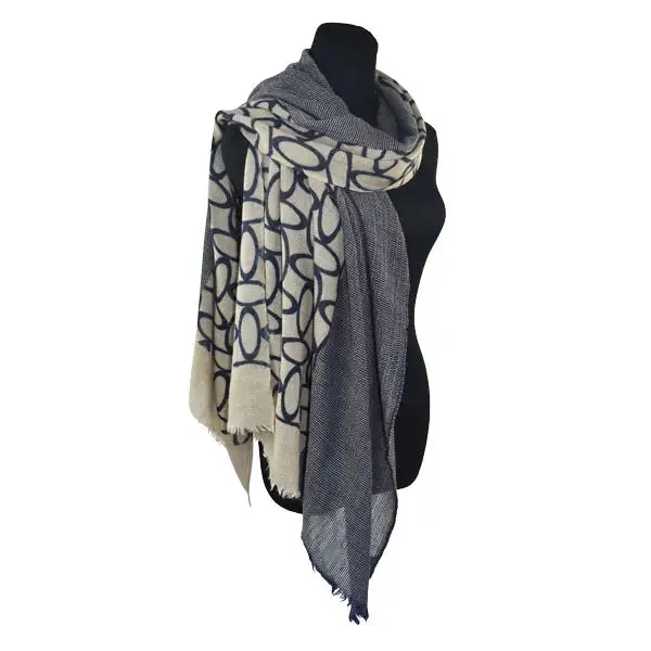 Marissa Navy and Beige Scarf