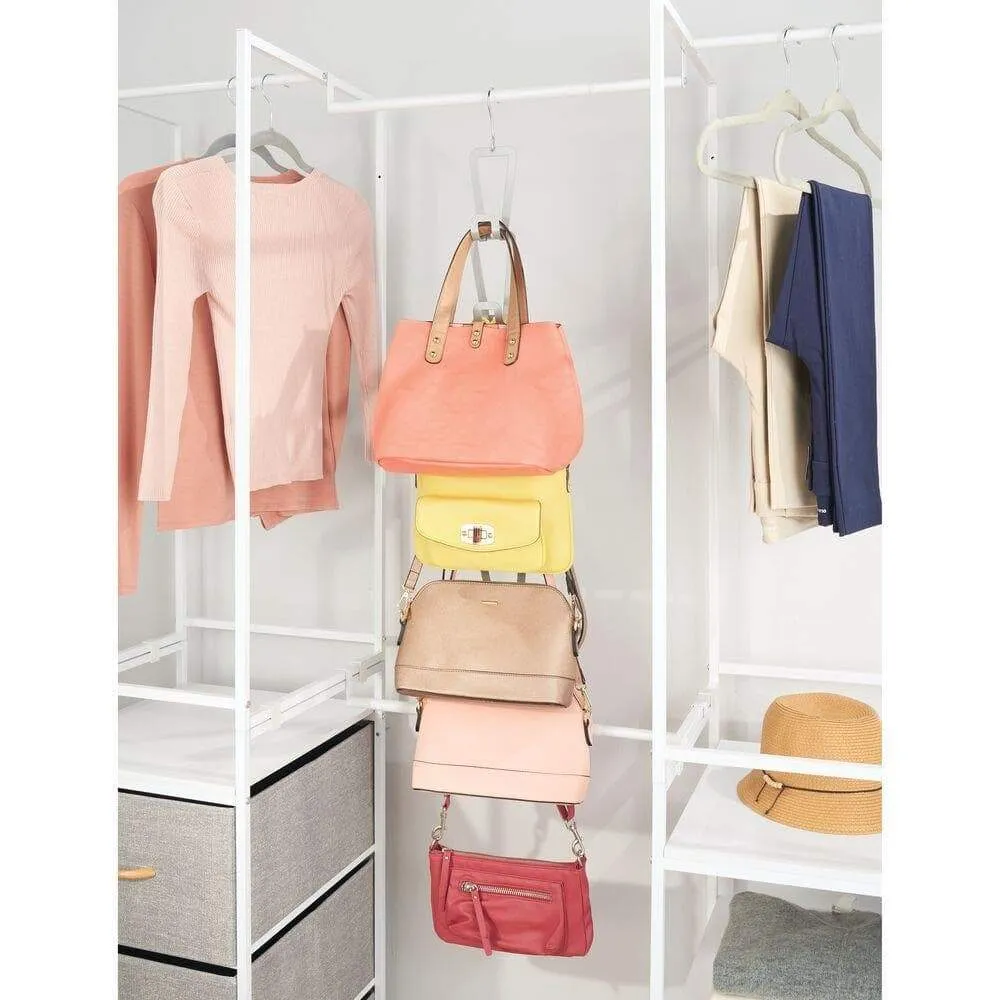 mDesign Metal Wire Over The Closet Rod Hanging Storage Organizer Hanger for Storing and Organizing Purses, Backpacks, Satchels, Crossovers, Handbags - 6 Hooks - 6 Pack - Gray