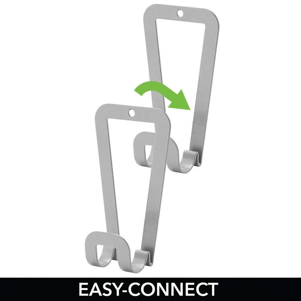 mDesign Metal Wire Over The Closet Rod Hanging Storage Organizer Hanger for Storing and Organizing Purses, Backpacks, Satchels, Crossovers, Handbags - 6 Hooks - 6 Pack - Gray
