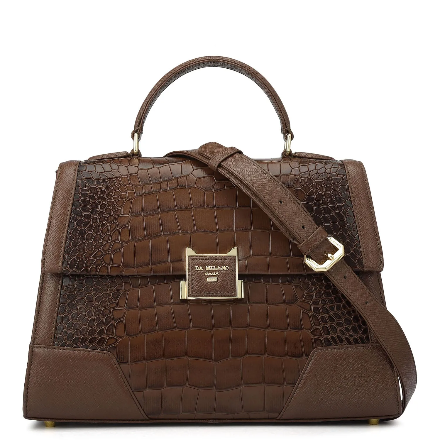 Medium Croco Franzy Leather Satchel - Date