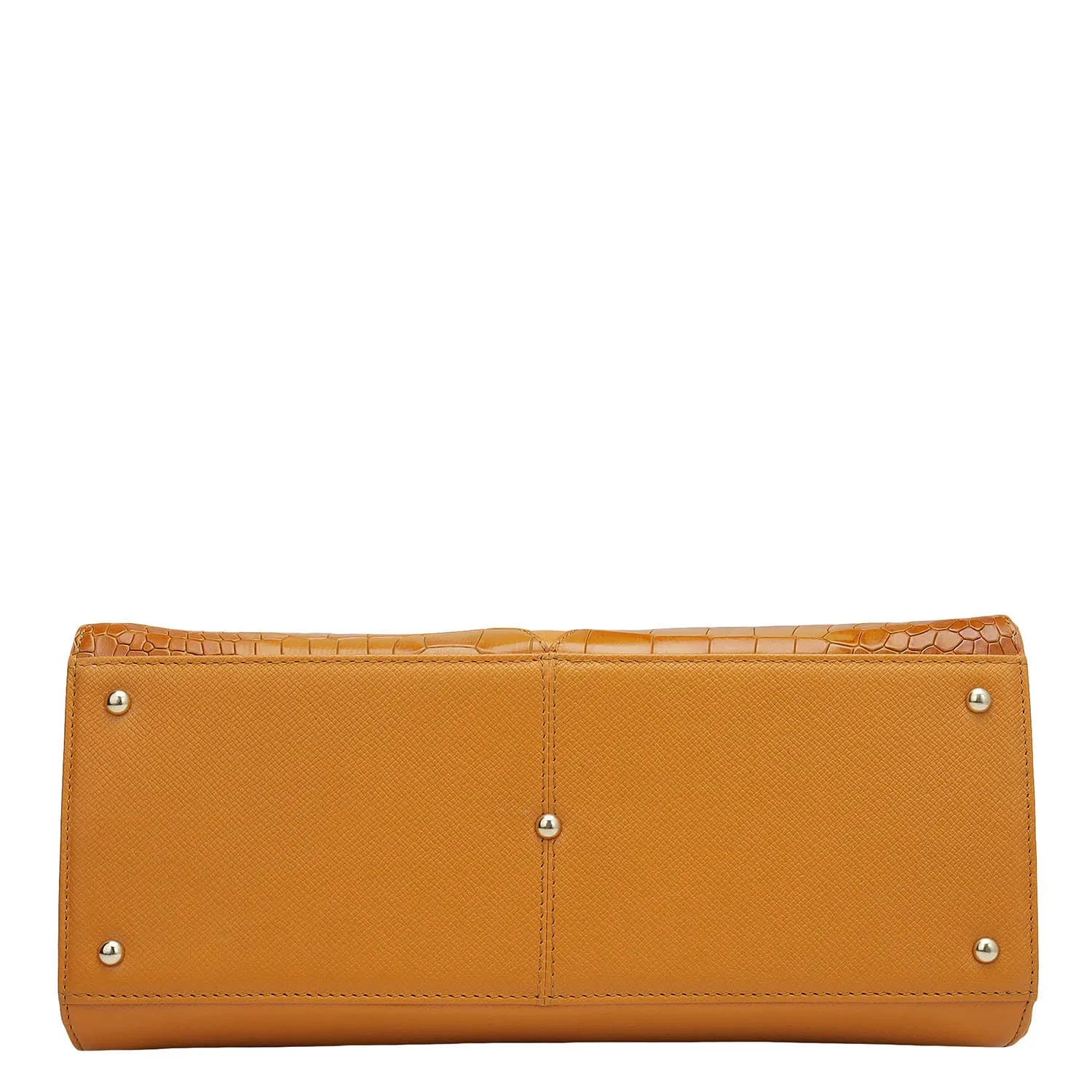 Medium Croco Franzy Leather Satchel - Flame