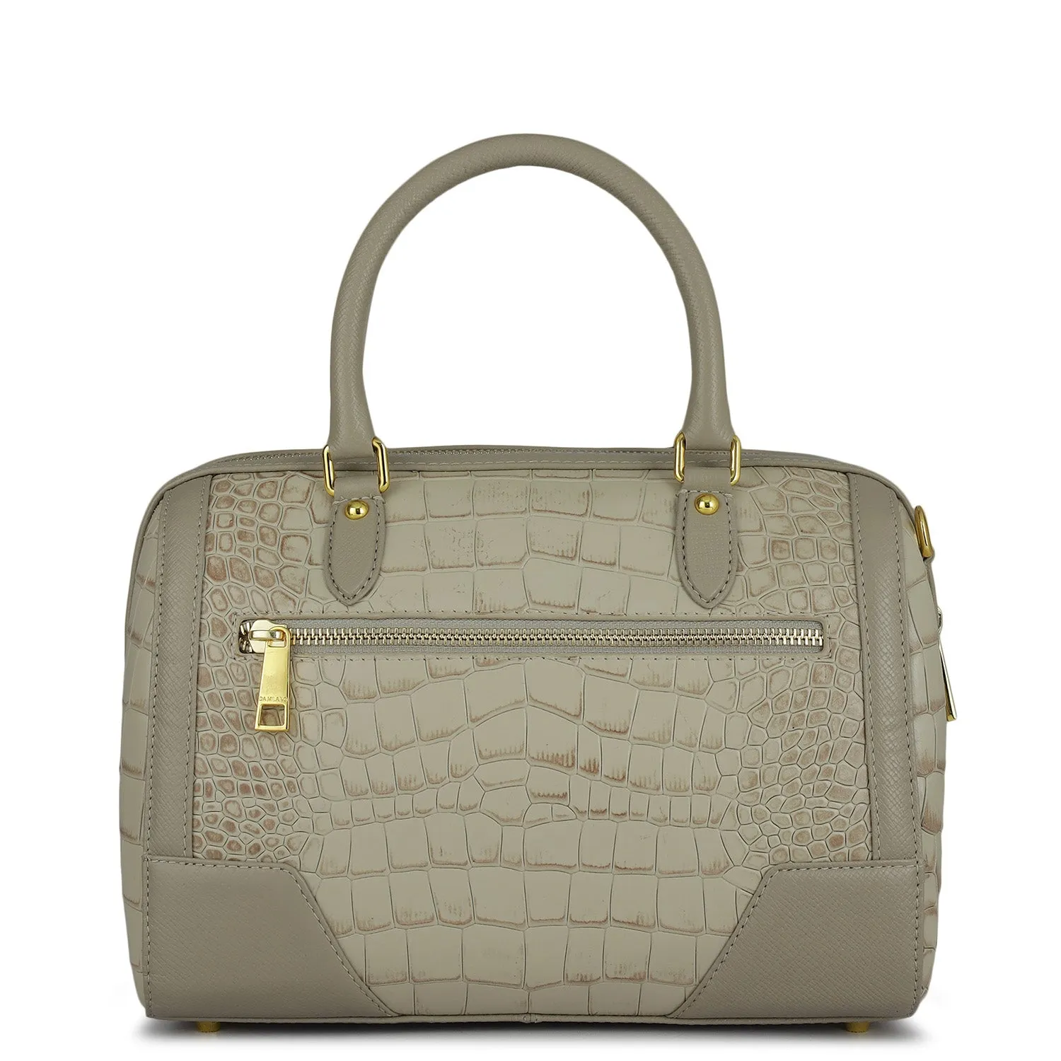 Medium Croco Franzy Leather Satchel - Frost
