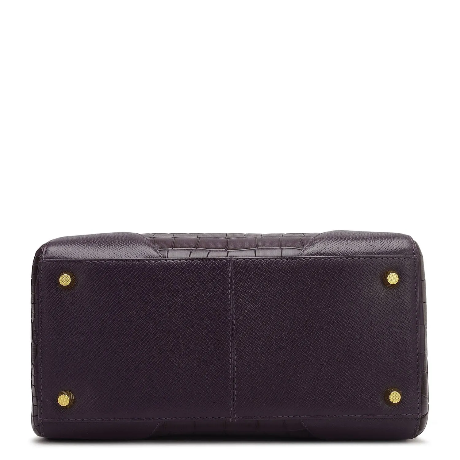 Medium Croco Franzy Leather Satchel - Grapevine