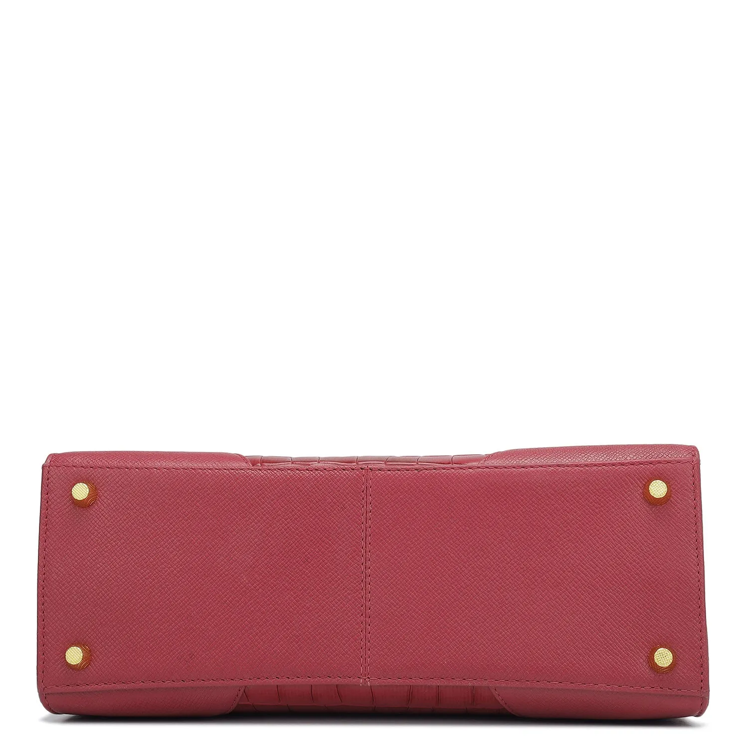 Medium Croco Franzy Leather Satchel - Plumberry