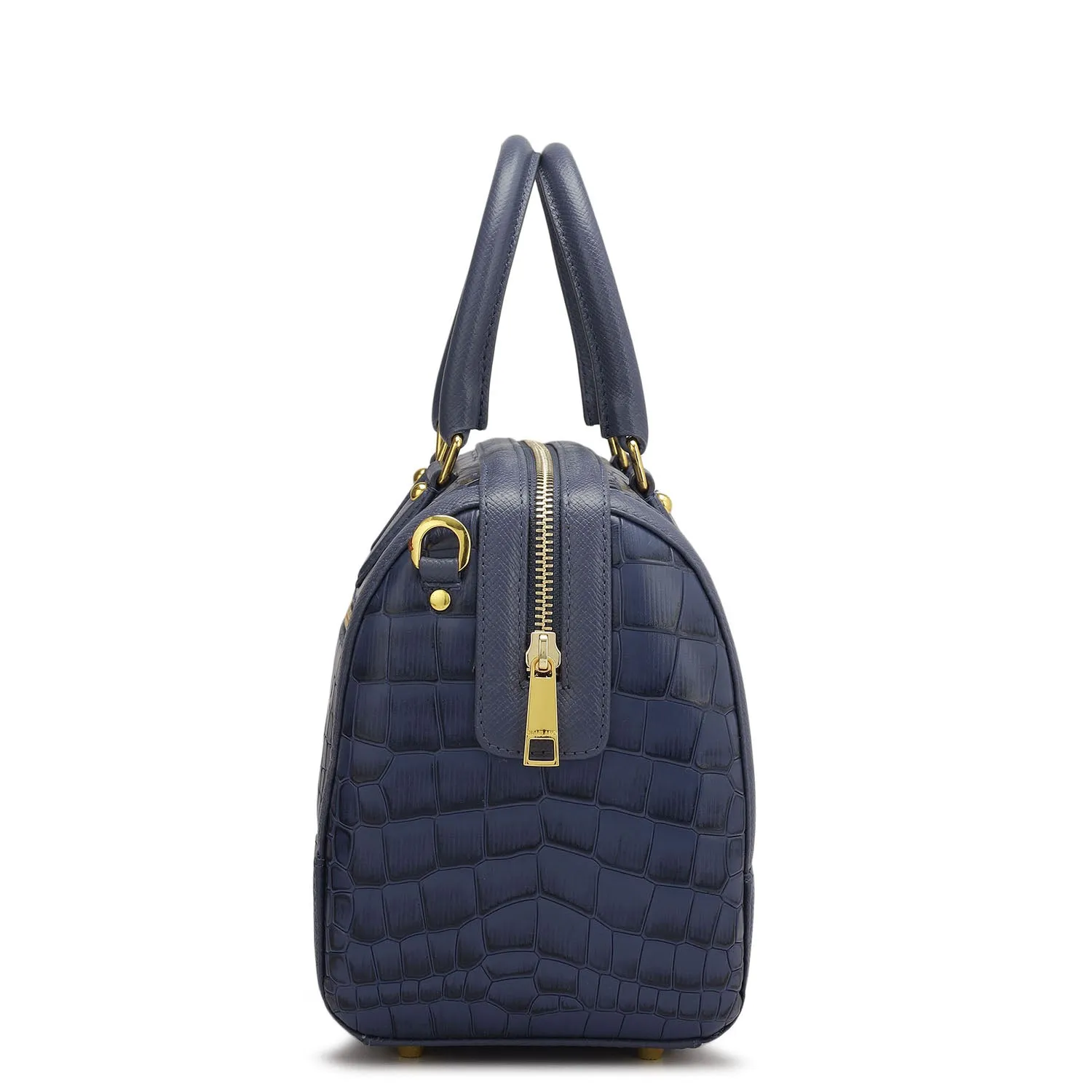 Medium Croco Franzy Leather Satchel - Stardust