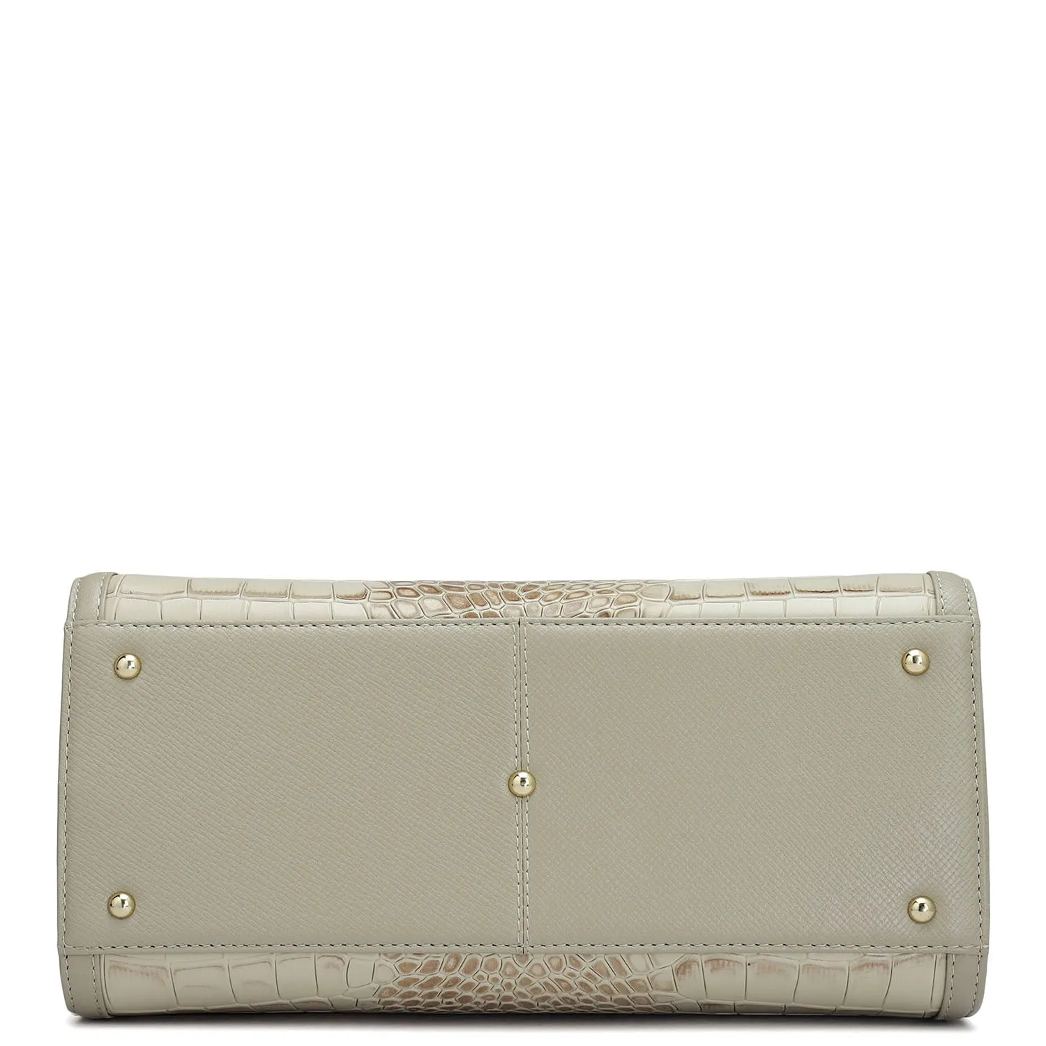 Medium Croco Leather Satchel - Frost