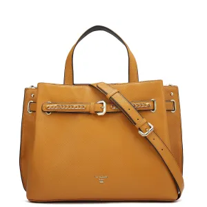 Medium Franzy Leather Satchel - Flame