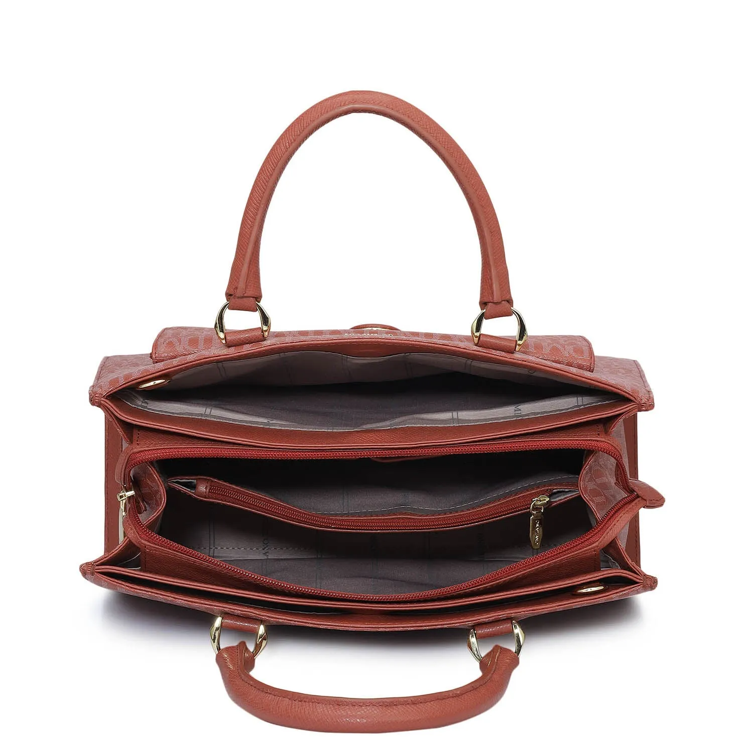 Medium Monogram Franzy Leather Satchel - Brick