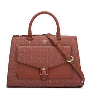 Medium Monogram Franzy Leather Satchel - Brick