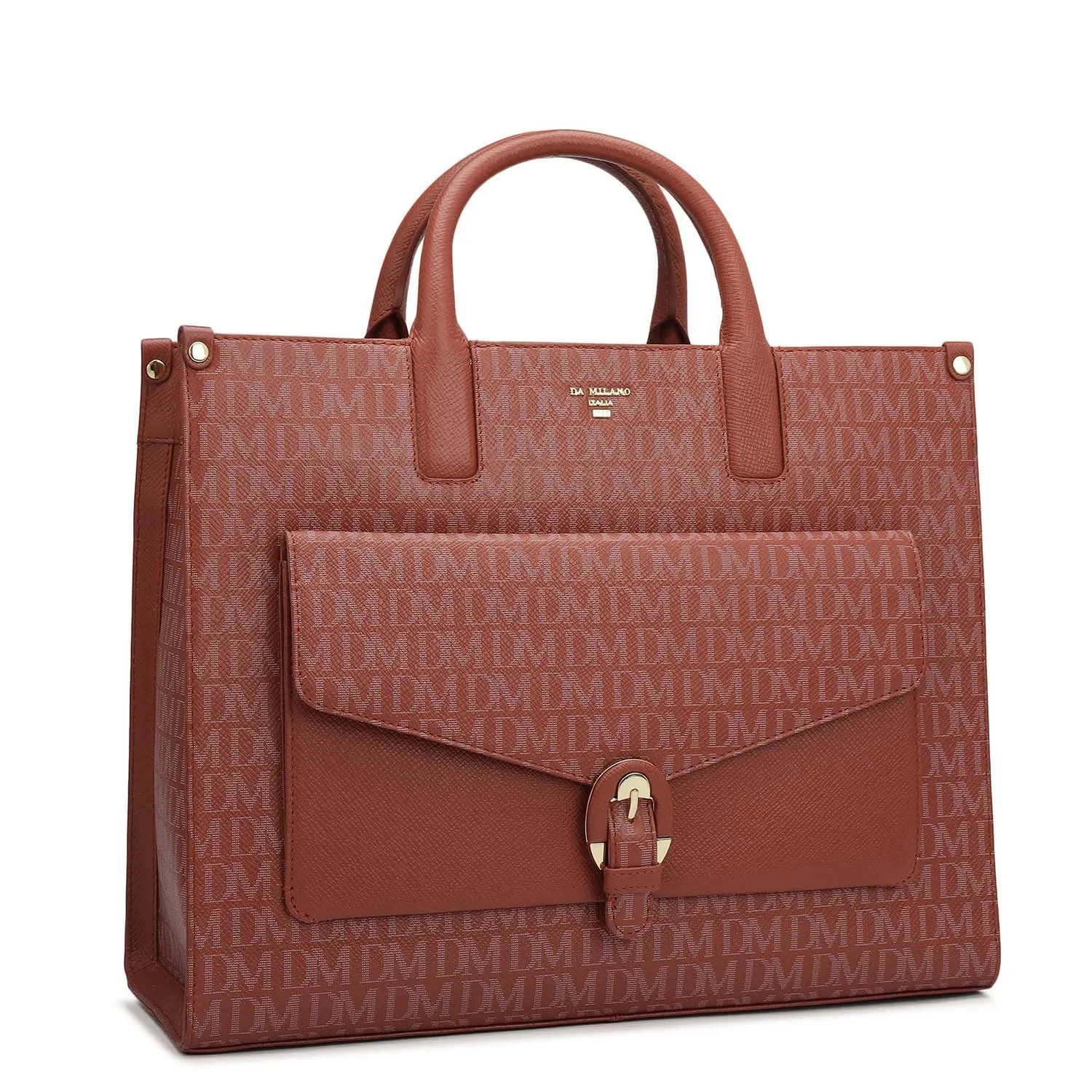 Medium Monogram Franzy Leather Satchel - Brick