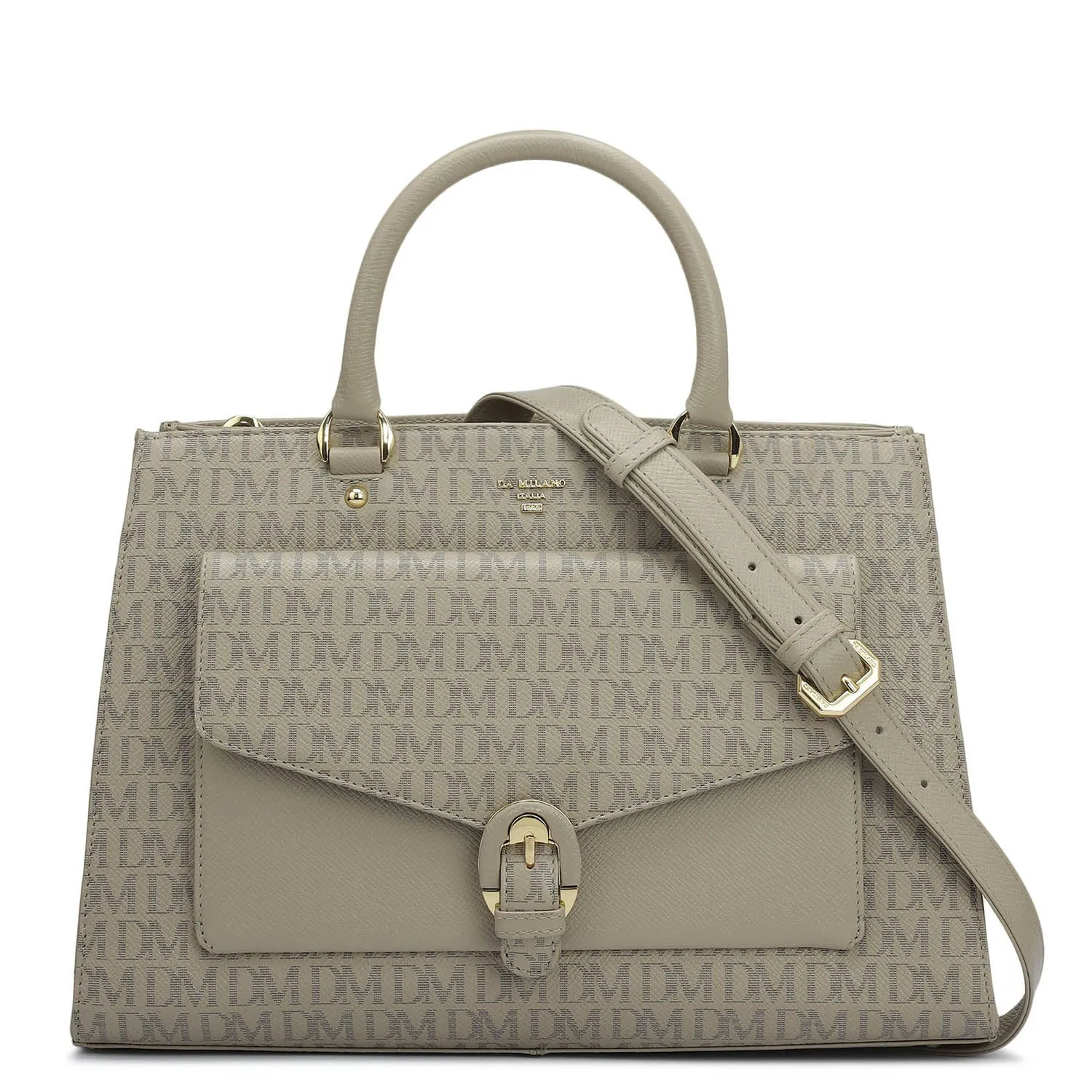 Medium Monogram Franzy Leather Satchel - Chalk