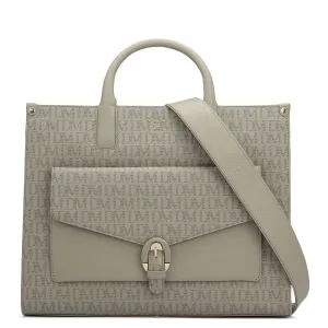Medium Monogram Franzy Leather Satchel - Chalk
