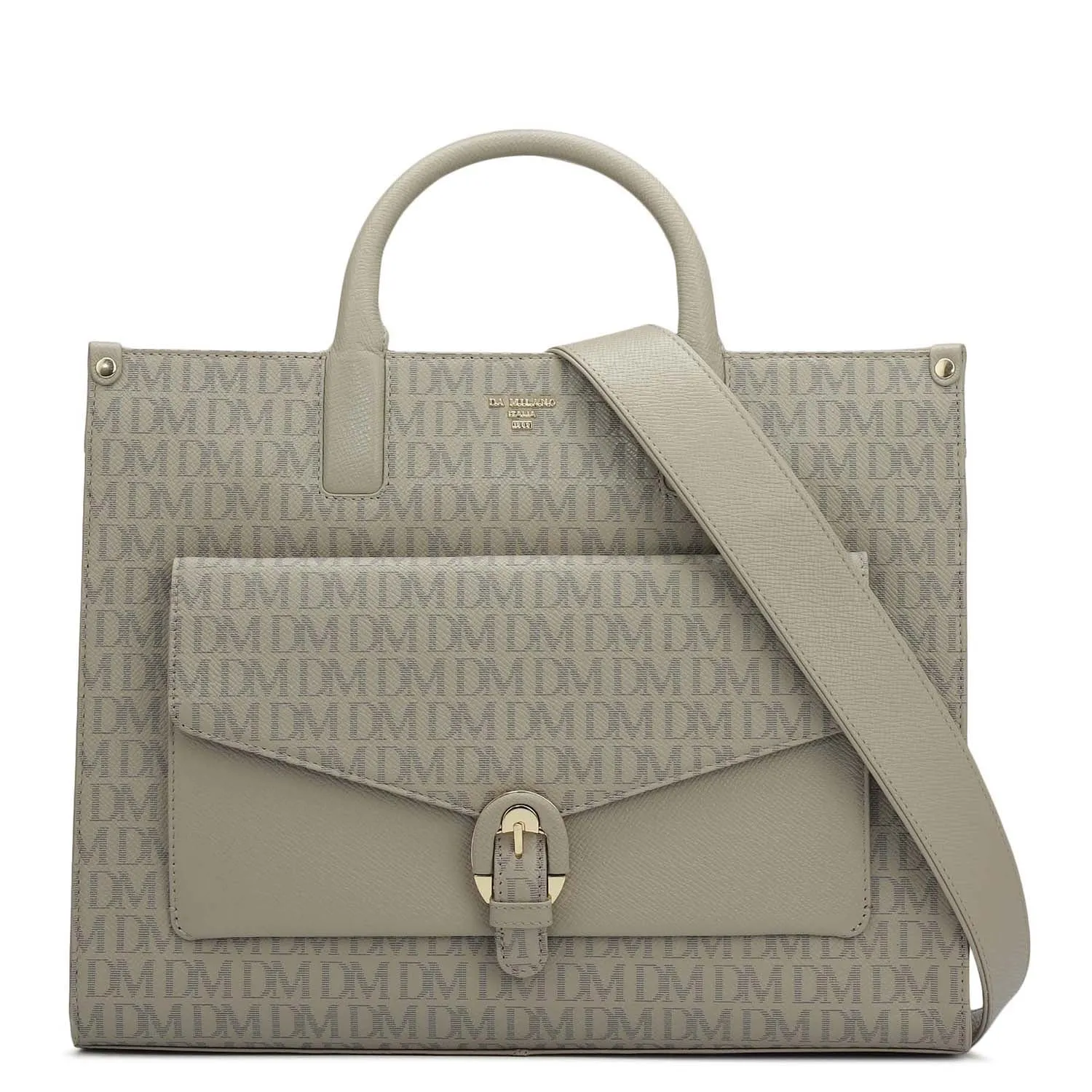 Medium Monogram Franzy Leather Satchel - Chalk