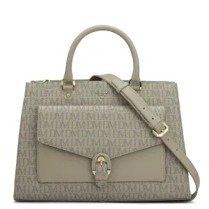 Medium Monogram Franzy Leather Satchel - Chalk