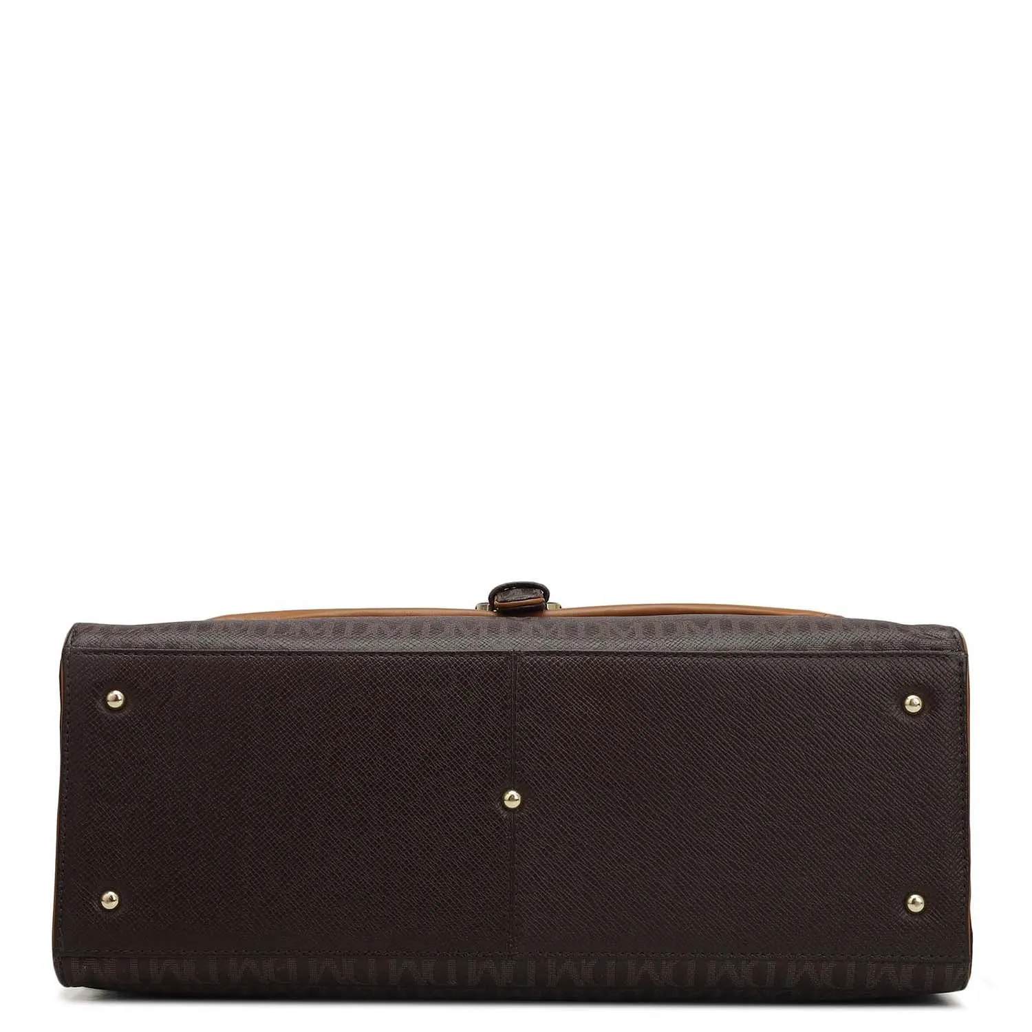 Medium Monogram Plain Leather Satchel - Chocolate
