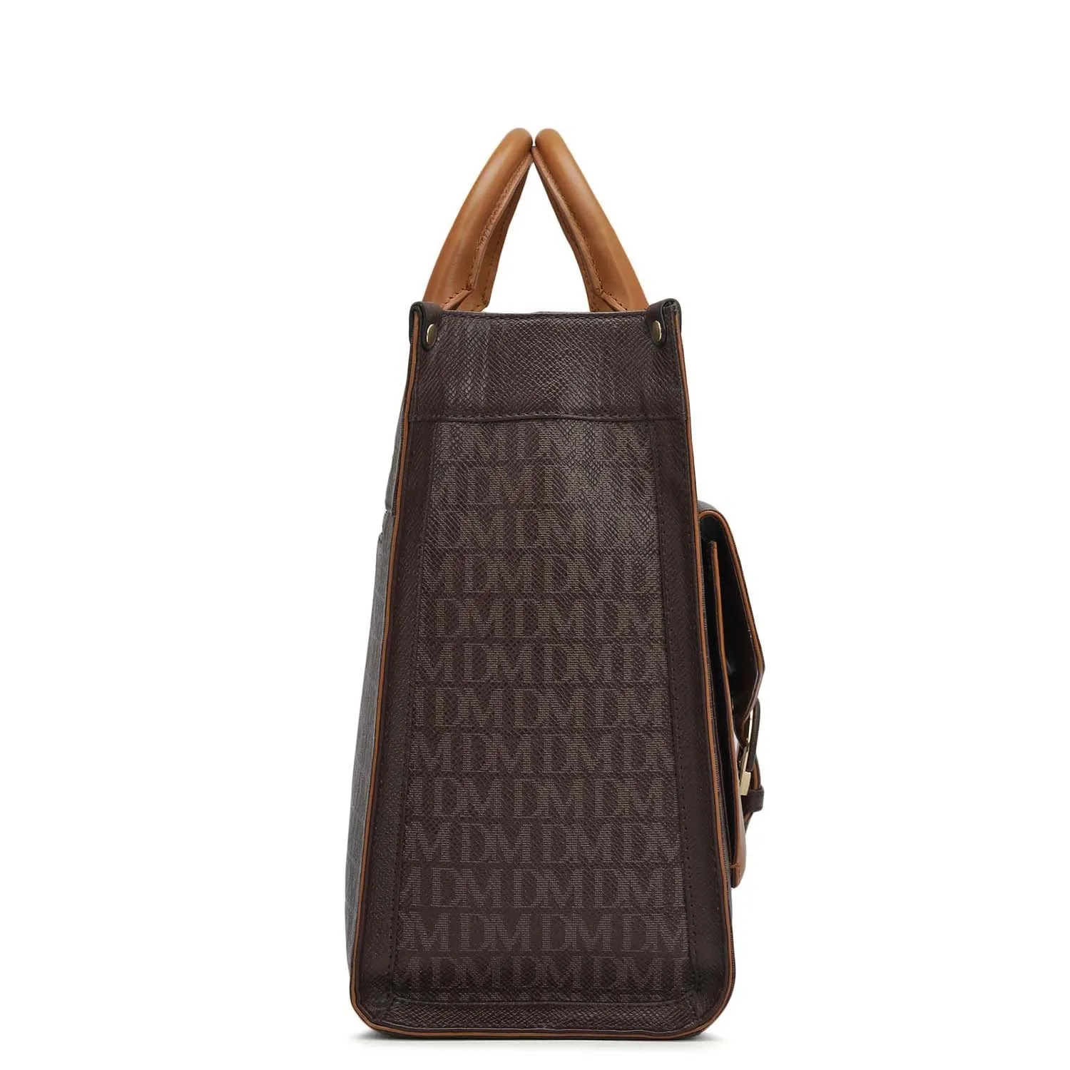 Medium Monogram Plain Leather Satchel - Chocolate