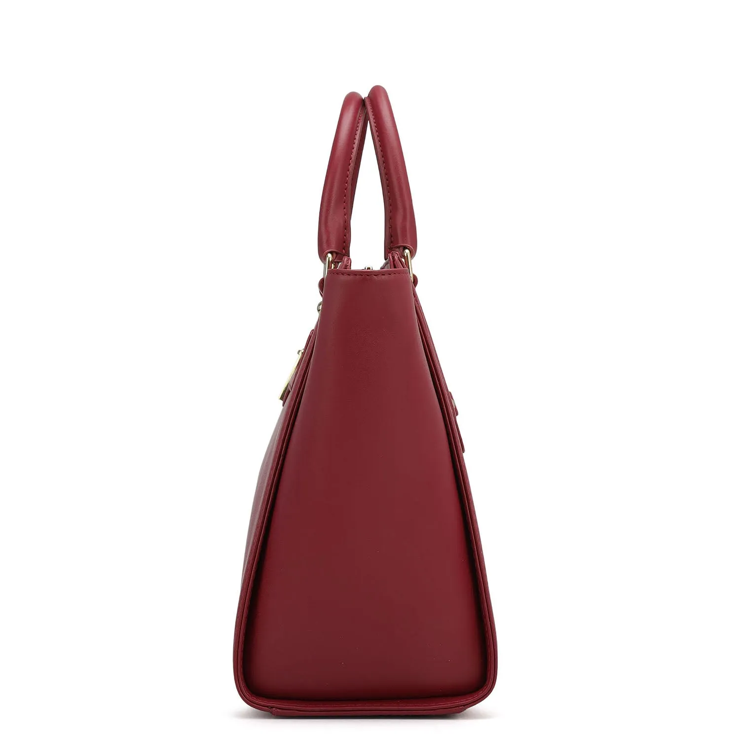 Medium Plain Leather Satchel - Plumberry