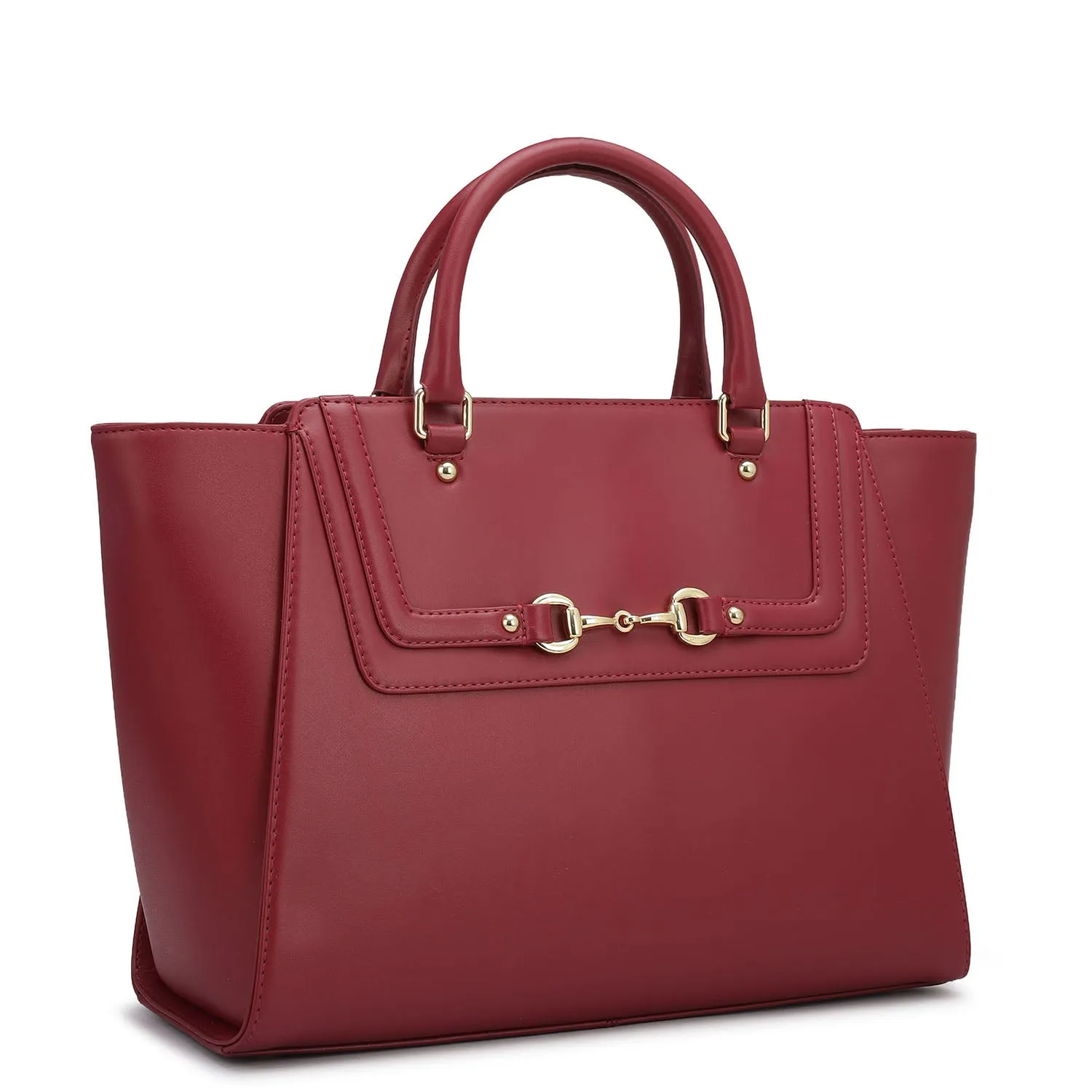 Medium Plain Leather Satchel - Plumberry
