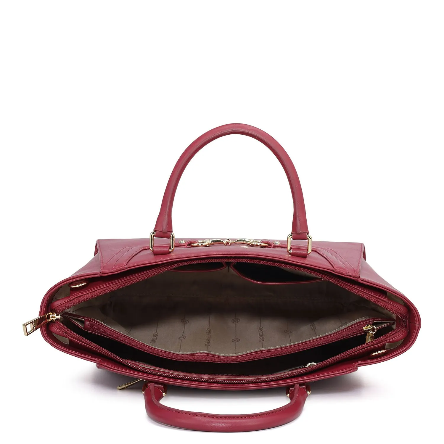 Medium Plain Leather Satchel - Plumberry