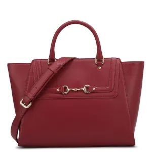Medium Plain Leather Satchel - Plumberry