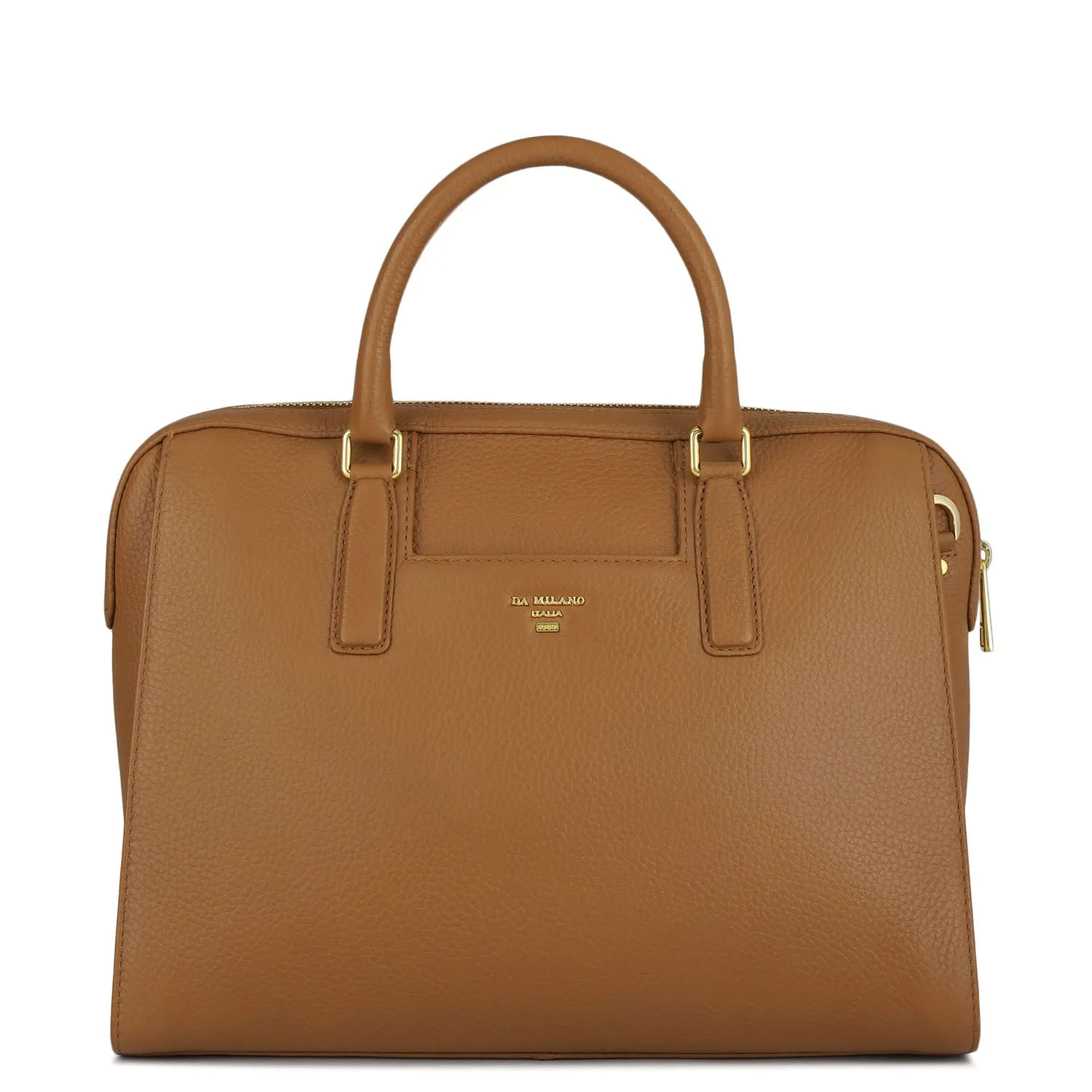 Medium Wax Leather Satchel - Caramel