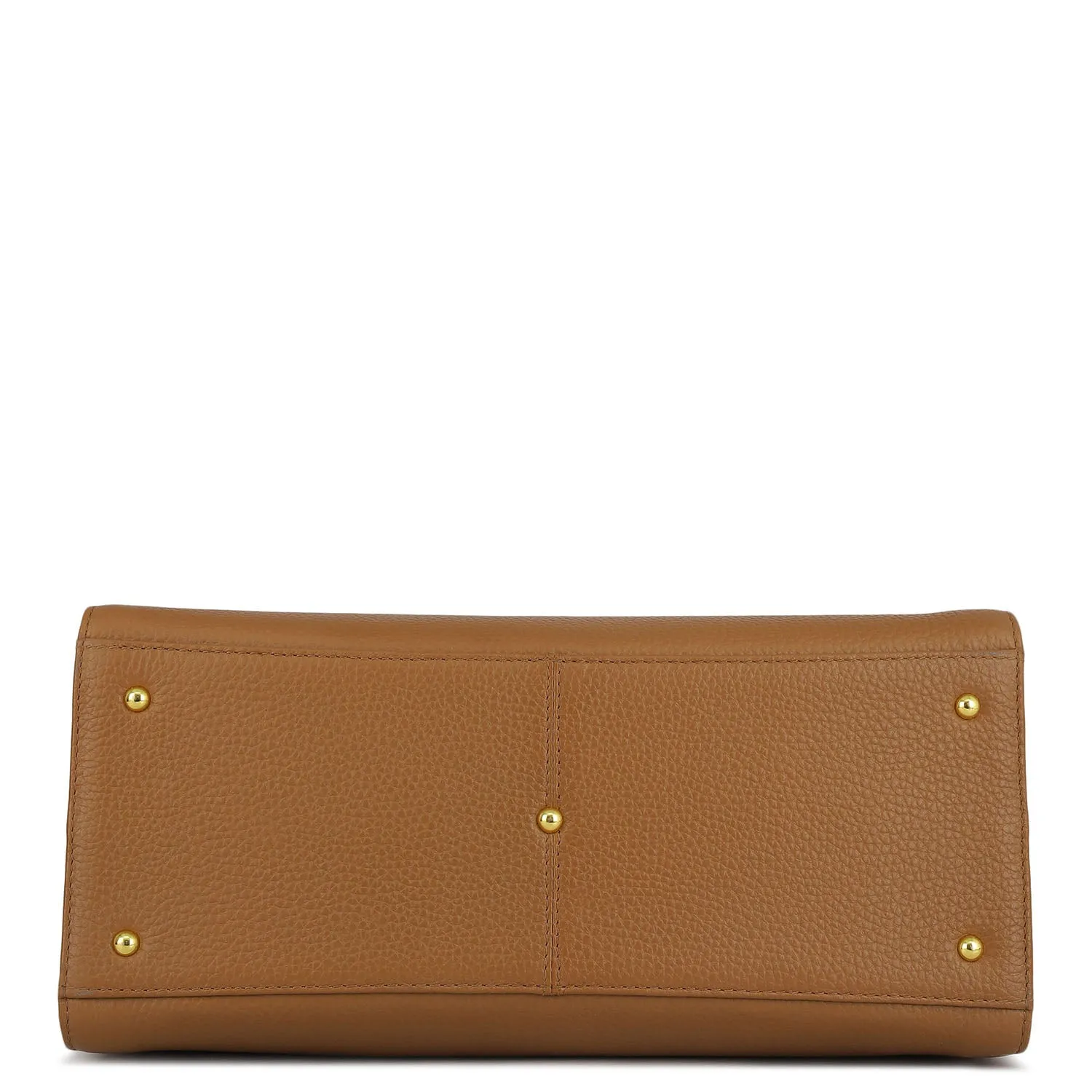 Medium Wax Leather Satchel - Caramel