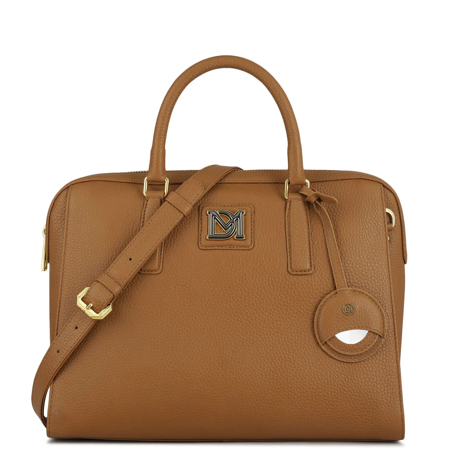 Medium Wax Leather Satchel - Caramel