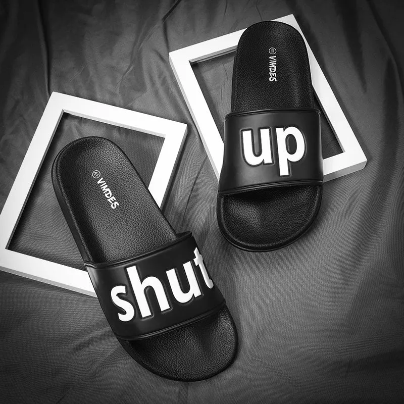 Men Beach Sandals Black White Flip Flops Men