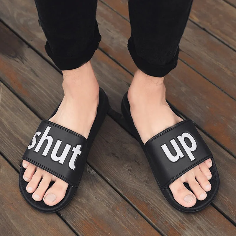 Men Beach Sandals Black White Flip Flops Men