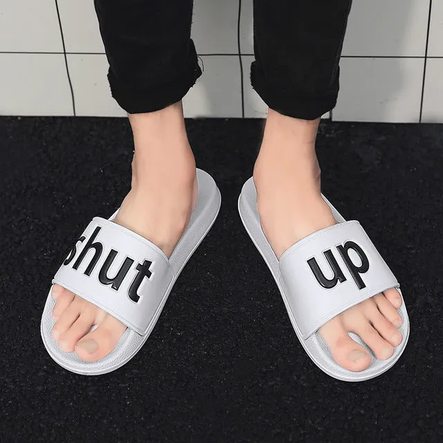 Men Beach Sandals Black White Flip Flops Men