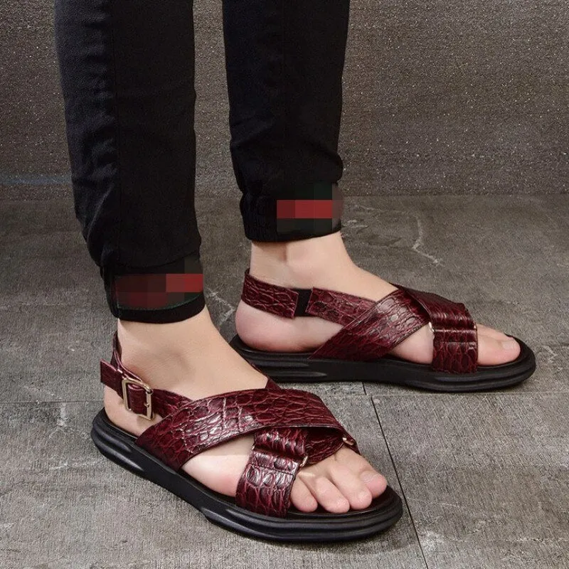 Men Leisure Buckle Strap Beach Sandals Slippers
