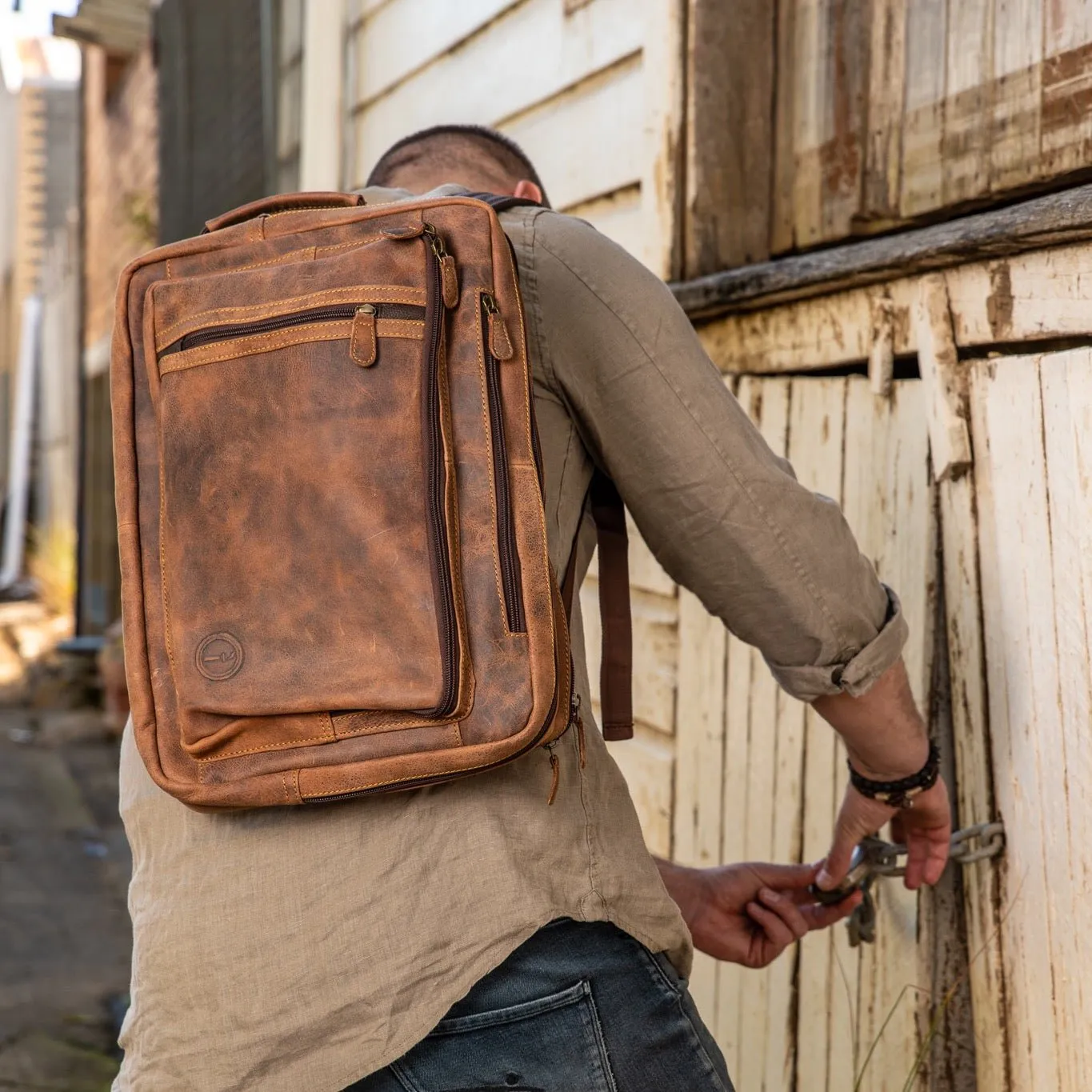 Mens Leather Combination Bag - Arno