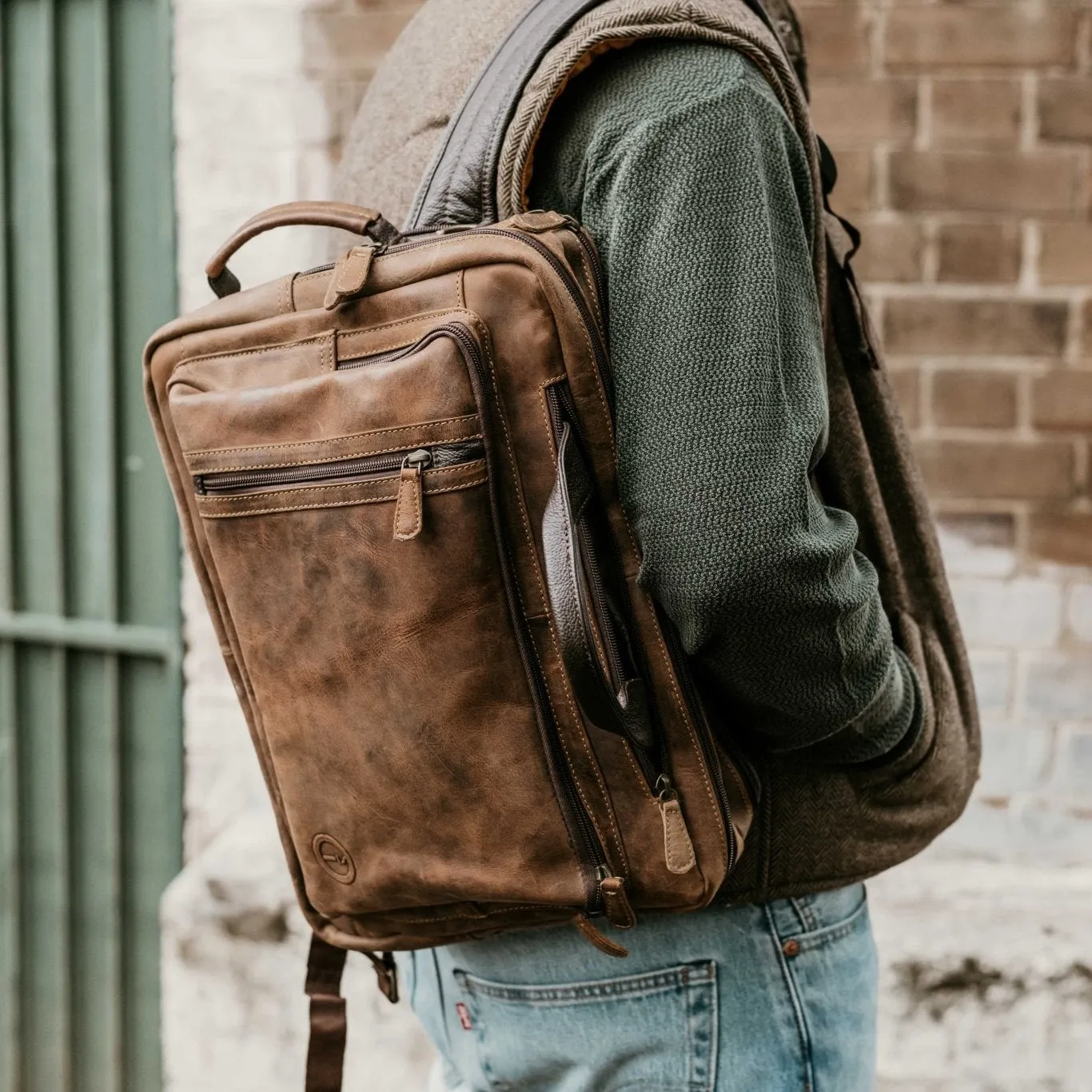 Mens Leather Combination Bag - Arno