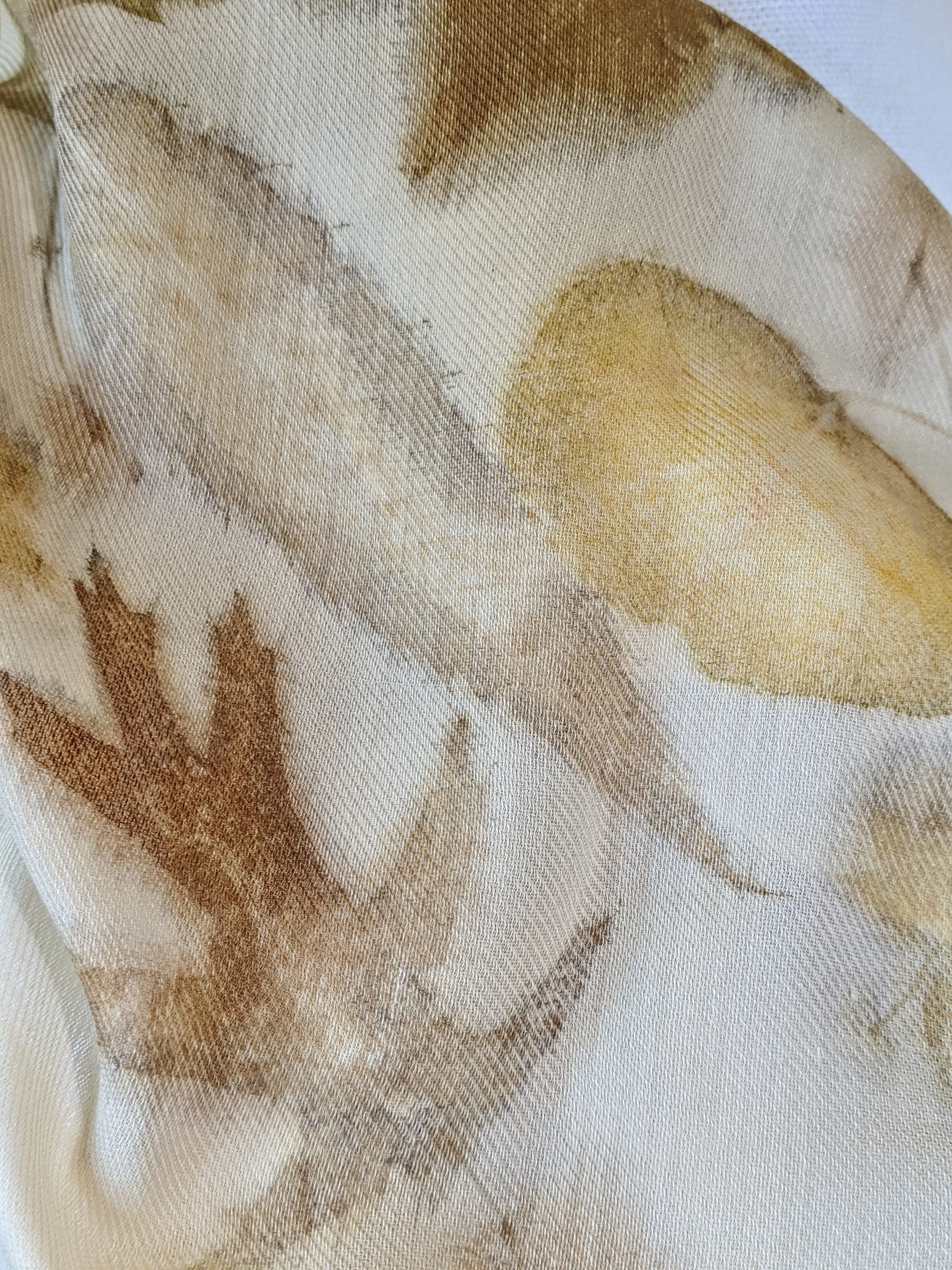 Merino Wool & Silk Naturally Dyed & Eco-Printed Scarf