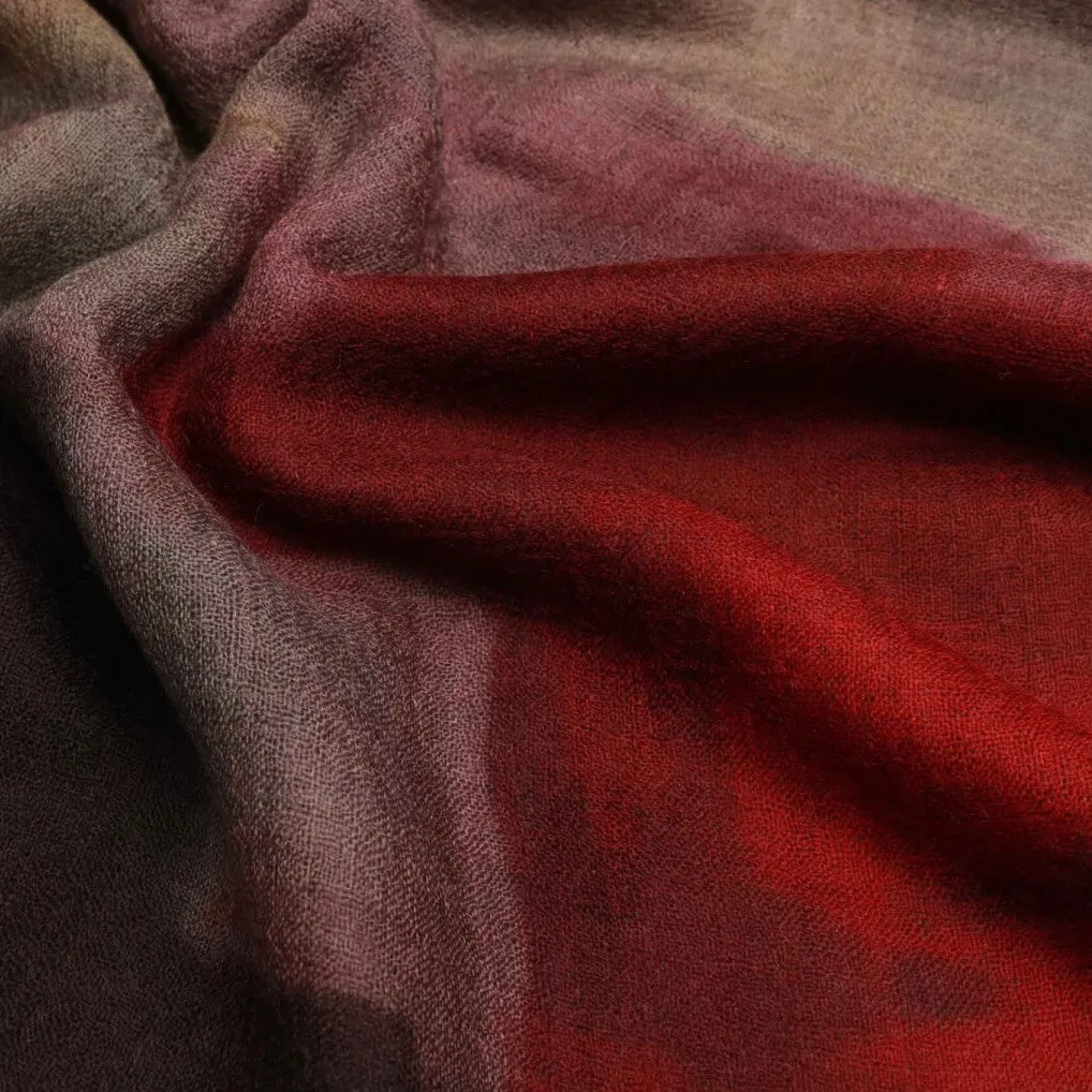Merino/Silk Scarf - Evening Red