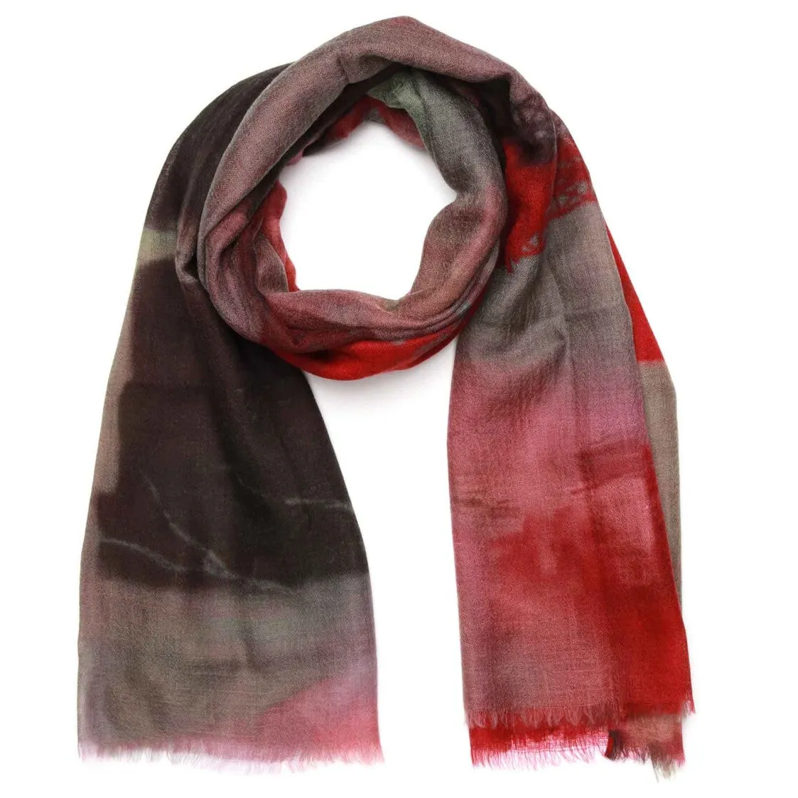 Merino/Silk Scarf - Evening Red